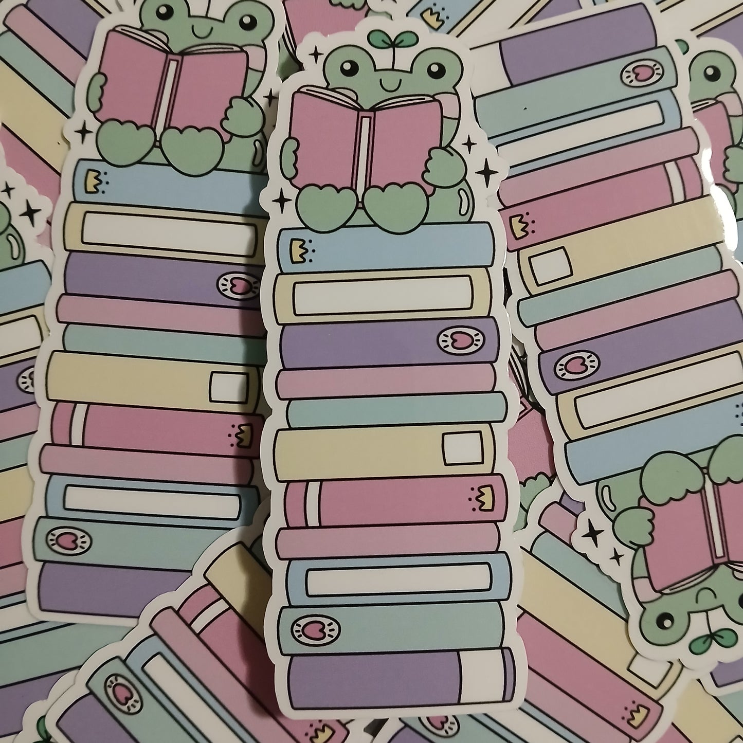 Frog Book Stack (Sticker)