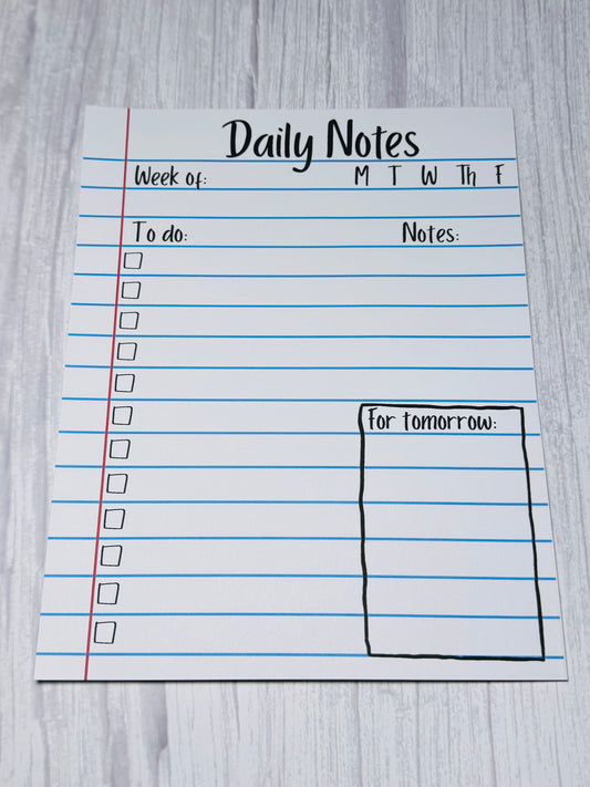 Daily Notes Notepad | To-Do List & Planner Pad