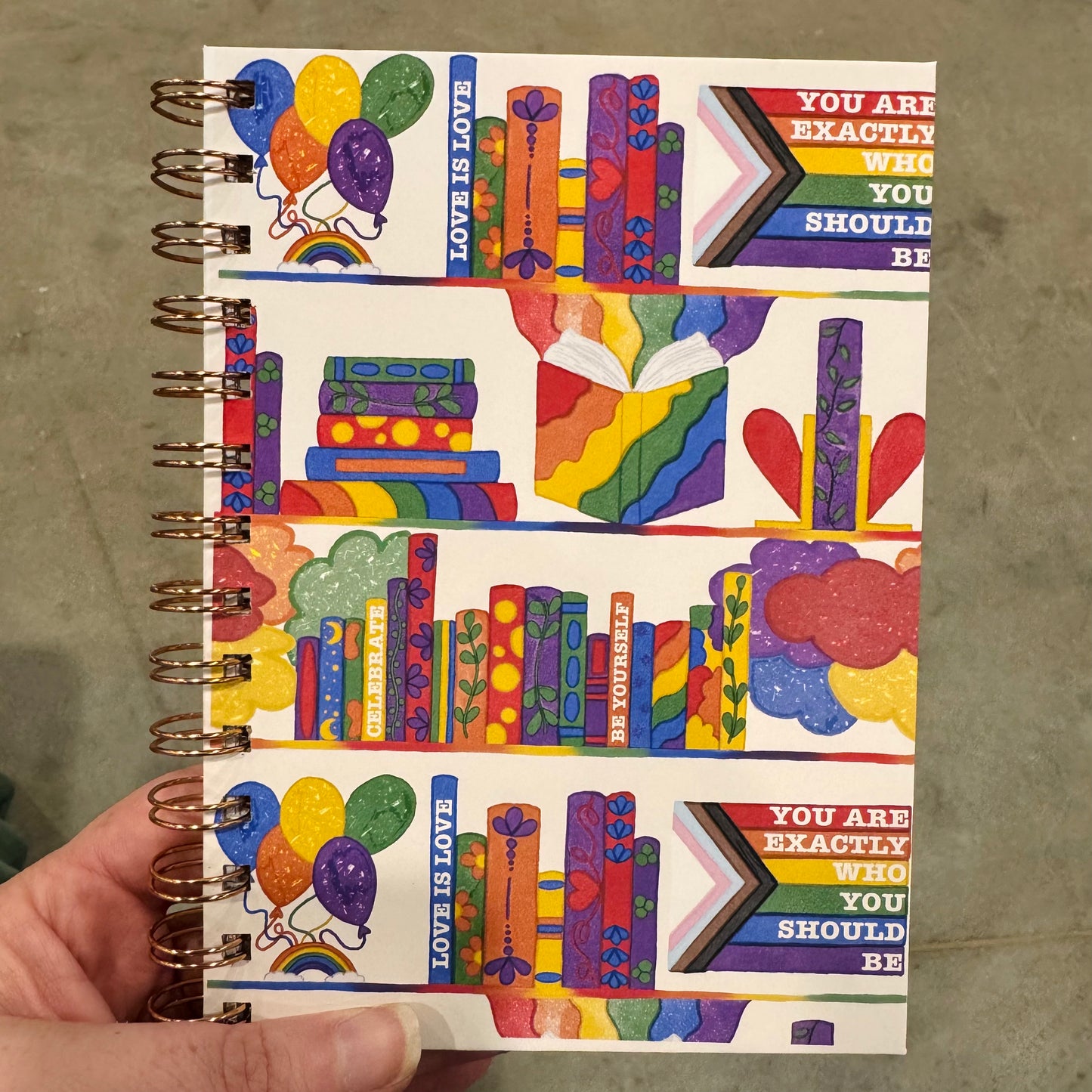 Rainbow Bookshelf - You Are Exactly Who You Should Be (Journal)